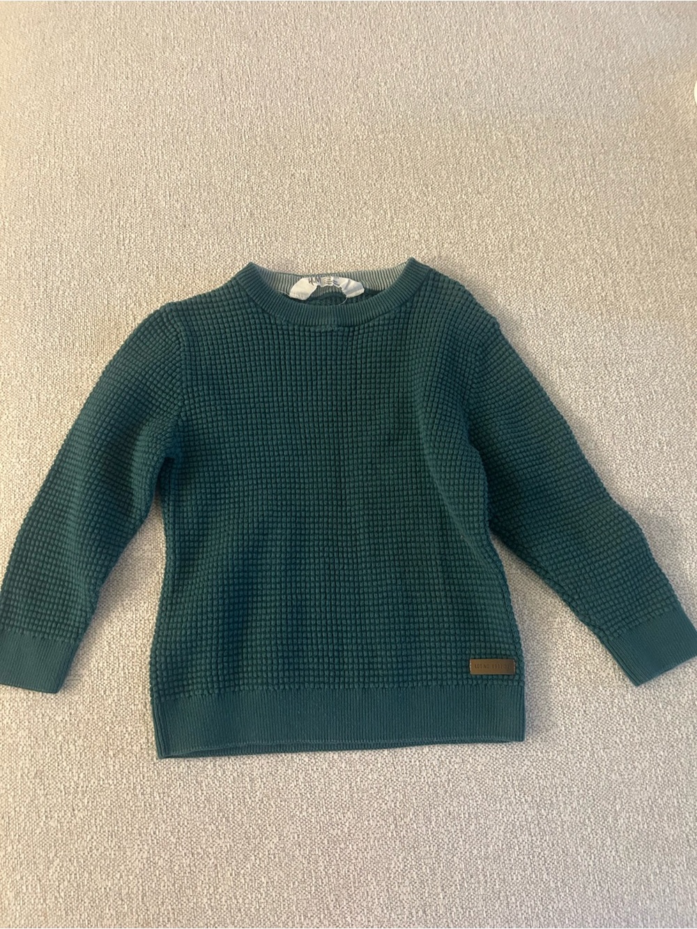 H&M Forest Green Waffle Knit Crewneck Sweater